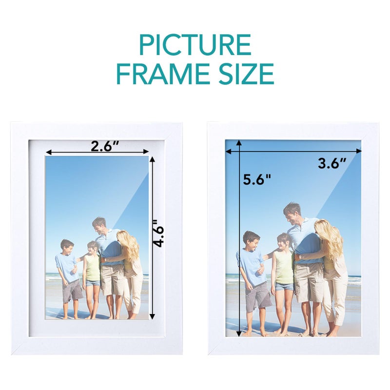 TWING 4x6 Picture Frame White Displays 3x5 Photo Frame with Mat or 4x6 Inch without Mat,Made of Plexiglass, MDF Wood, Table Top Display and Wall Mounting, Ideal Gift to Family and Friends - Image 2